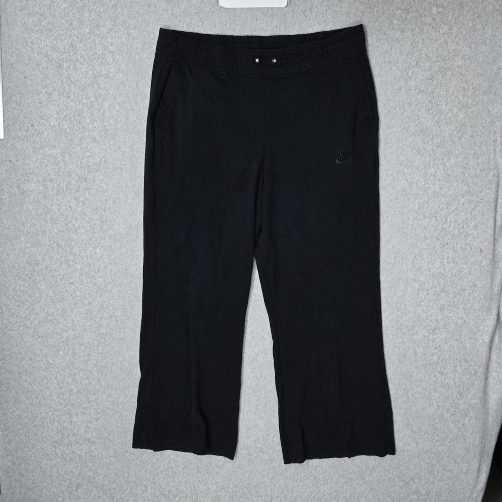 Nike Women Pants XL Black Jersey Ankle Logo READ